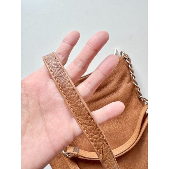 DANIER Brown Leather North South Zipper Crossbody Purse - Picture 9 of 15